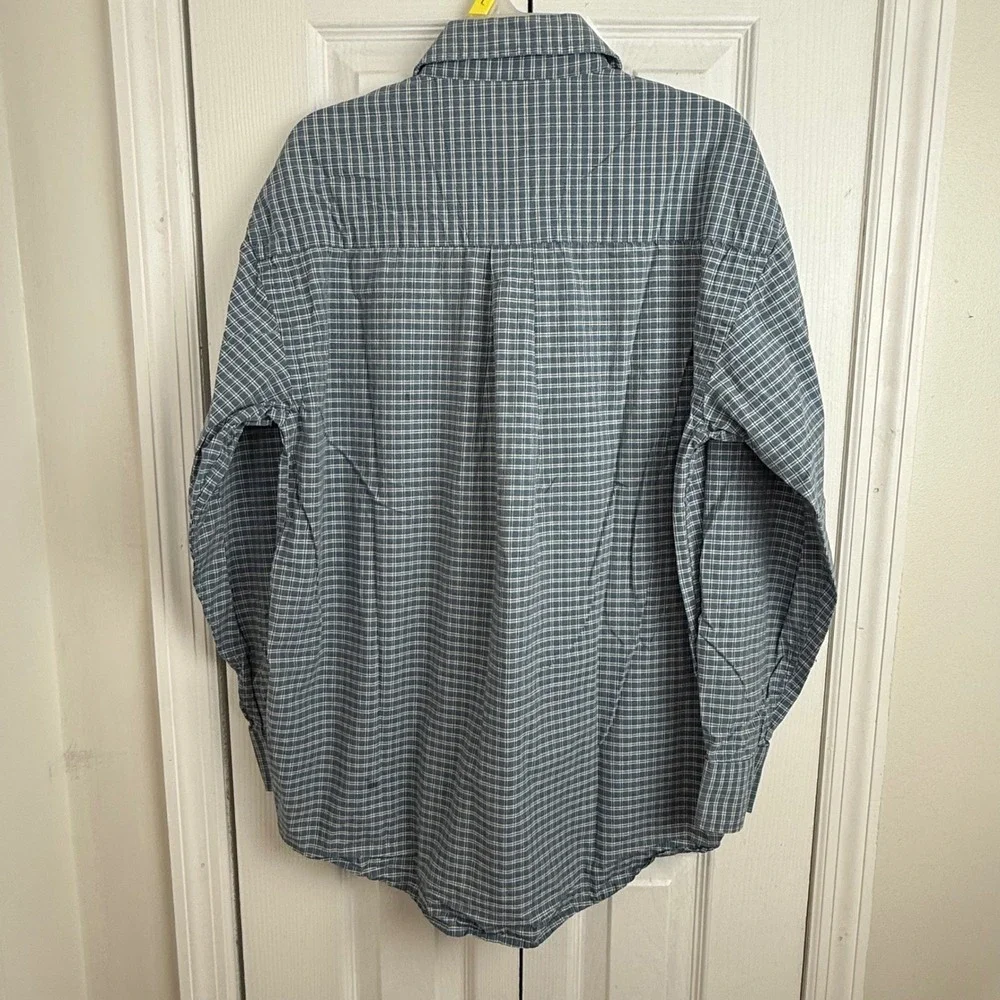 Wrangler George Straight Blue Plaid Cowboy Cut Western Long‎ Sleeve Shirt Mens L